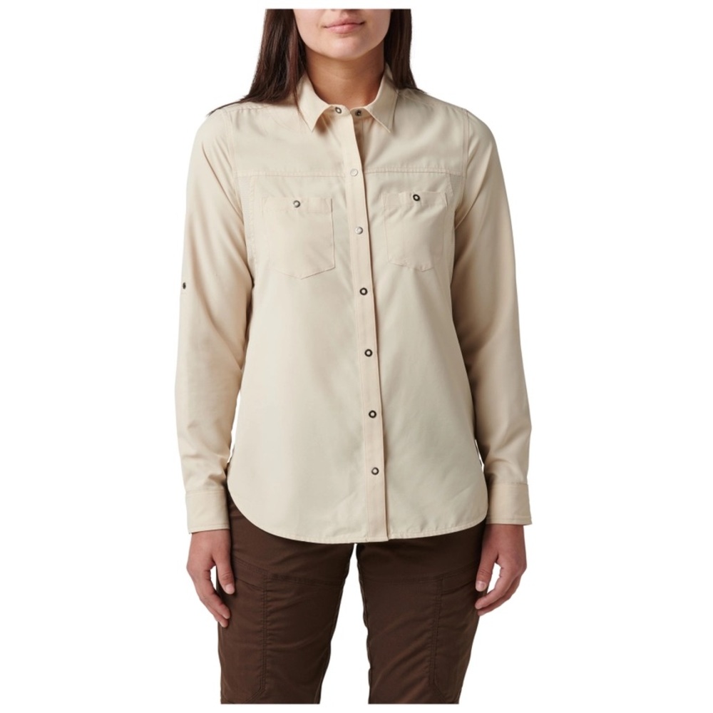 5.11 Tactical Women’s Marksman Shirt L Beige UPF 50+ Long Sleeve Button
